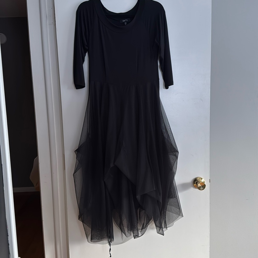 Comfy USA Black Stretch Dress With Tulle